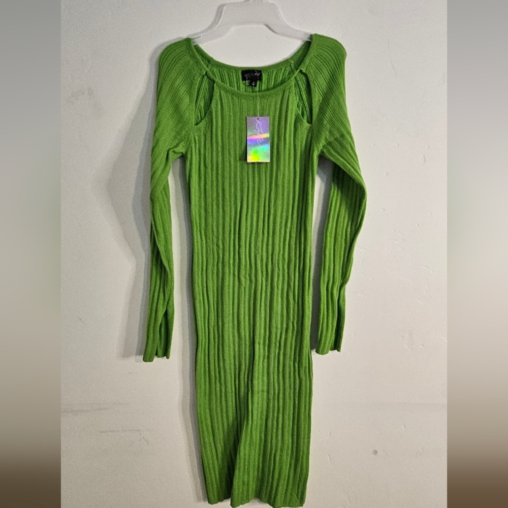 Green Ribbed Knit Dress